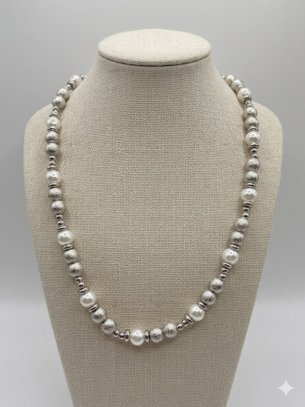 Pomina  Silver and White Pearl Strand Necklace (BR1111/3)